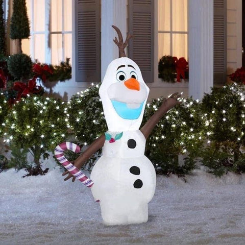 Gemmy Inflatables Inflatable Party Decorations 4' Christmas Olaf From Frozen II Holding Candy Cane by Gemmy Inflatables 781880246817 112562-3723726 4' Christmas Olaf From Frozen II Holding Candy Cane Gemmy Inflatables