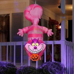 4' Disney’s Wonderland Hanging Cheshire Cat w/ Pumpkin by Gemmy Inflatable