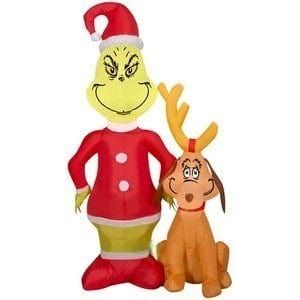 Gemmy Inflatables Inflatable Party Decorations 4' Dr. Seuss' Grinch as Santa w/ Max Scene by Gemmy Inflatables 110429