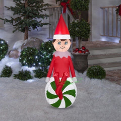 4' Elf on the Shelf on Peppermint by Gemmy Inflatables