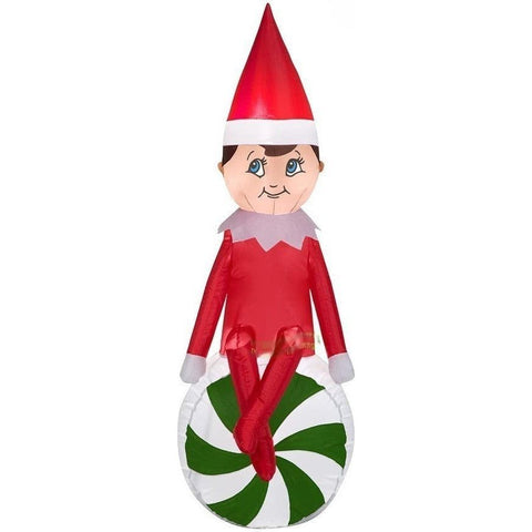 Gemmy Inflatables Inflatable Party Decorations 4' Elf on the Shelf on Peppermint by Gemmy Inflatables