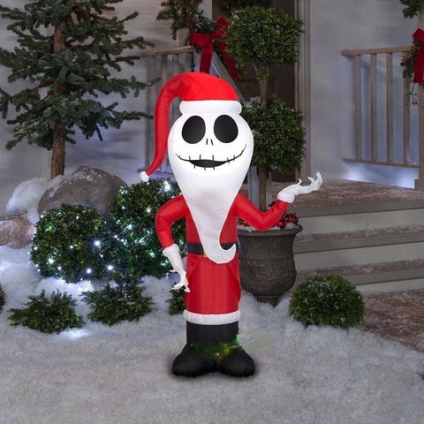 Gemmy Inflatables Inflatable Party Decorations 4' Nightmare Before Christmas Jack Skellington As Santa by Gemmy Inflatables 5 1/2' Disney Nightmare Christmas Jack Skellington Santa Claus Gemmy