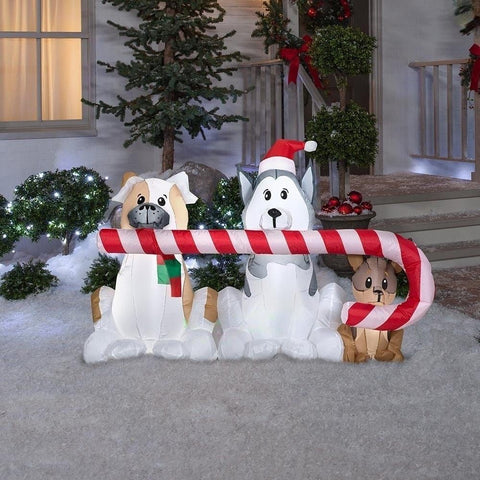 Gemmy Inflatables Inflatable Party Decorations 5 1/2' Christmas Puppies Sharing Candy Cane by Gemmy Inflatables 115876