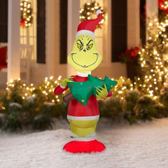 5.5' Dr. Seuss Grinch w/ Christmas Tree by Gemmy Inflatables
