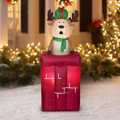 5' Animated Pop-Up Reindeer In Chimney by Gemmy Inflatables