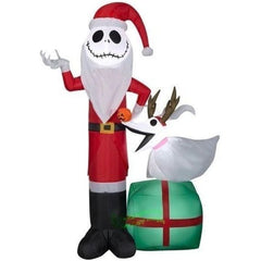 Gemmy Inflatables Inflatable Party Decorations 5' Christmas Jack Skellington Santa w/ Reindeer Zero by Gemmy Inflatables 781880246701 117716 5' Christmas Jack Skellington Santa w/ Reindeer Zero Gemmy Inflatables