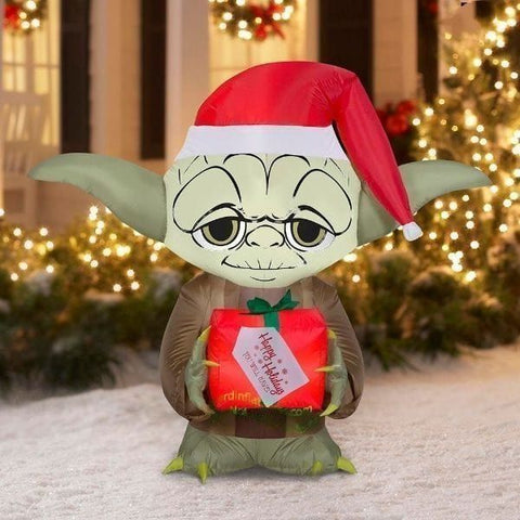 Gemmy Inflatables Inflatable Party Decorations 5' Disney's Star Wars Yoda w/ Red Present by Gemmy Inflatables 781880246954 117746