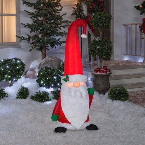 Gemmy Inflatables Inflatable Party Decorations 5' Mixed Media Christmas Gnome w/ Curved Hat by Gemmy Inflatables 117111