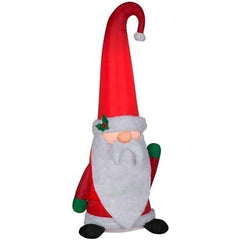 Gemmy Inflatables Inflatable Party Decorations 5' Mixed Media Christmas Gnome w/ Curved Hat by Gemmy Inflatables 5'  Christmas Damask Tomten Gnome Curved Hat  Gemmy Inflatables