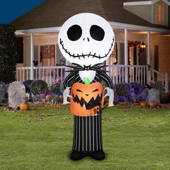 5' Nightmare Before Christmas Jack Skellington Holding Jack o' Lantern by Gemmy Inflatables