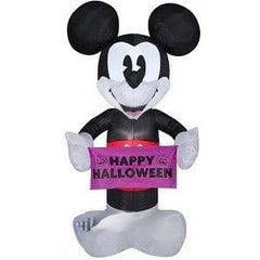 Gemmy Inflatables Inflatable Party Decorations 5' RETRO Disney Mickey Mouse Holding Happy Halloween Banner by Gemmy Inflatables 781880239383 223085 5' RETRO Disney Mickey Mouse Happy Halloween Banner Gemmy Inflatables