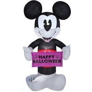 Gemmy Inflatables Inflatable Party Decorations 5' RETRO Disney Mickey Mouse Holding Happy Halloween Banner by Gemmy Inflatables 781880239383 223085 5' RETRO Disney Mickey Mouse Happy Halloween Banner Gemmy Inflatables