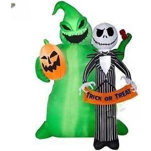 Gemmy Inflatables Inflatable Party Decorations 6 1/2' Halloween Nightmare Before Christmas Jack Skellington w/ Oogie Boogie by Gemmy Inflatables 781880239598 999597-72626 6 1/2' Halloween Nightmare Jack Skellington Oogie Boogie Gemmy