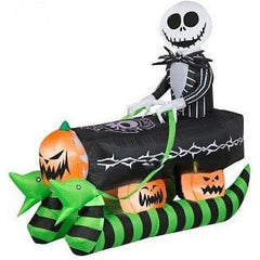 Gemmy Inflatables Inflatable Party Decorations 6.5' Jack Skellington Coffin Sleigh Scene by Gemmy Inflatables 781880238720 228874 6.5' Jack Skellington Coffin Sleigh Scene Gemmy Inflatables SKU 228874