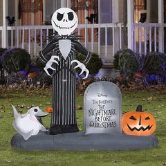 6.5' Jack Skellington Tombstone Scene w/ Zero by Gemmy Inflatable