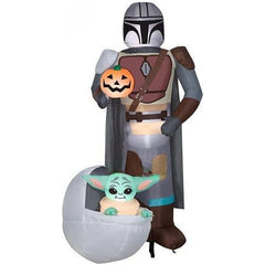 Gemmy Inflatables Inflatable Party Decorations 6.5' Star Wars The Mandalorian w/ The Child and Pumpkin by Gemmy Inflatables 781880234425 228280 6.5' Star Wars  Mandalorian The Child and Pumpkin by Gemmy Inflatables