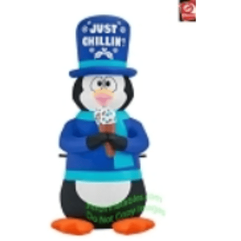 Gemmy Inflatables Inflatable Party Decorations 6' Christmas Animated Shaking Penguin Holding Ice Cream Cone by Gemmy Inflatables 880031 6' Christmas Animated Shaking Penguin Holding Ice Cream Cone 880031