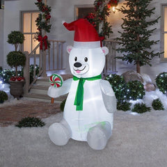 6' Christmas Polar Bear w/ Lollipop by Gemmy Inflatables