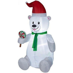 Gemmy Inflatables Inflatable Party Decorations 6' Christmas Polar Bear w/ Lollipop by Gemmy Inflatables 111152 6' Christmas Polar Bear w/ Lollipop by Gemmy Inflatables 