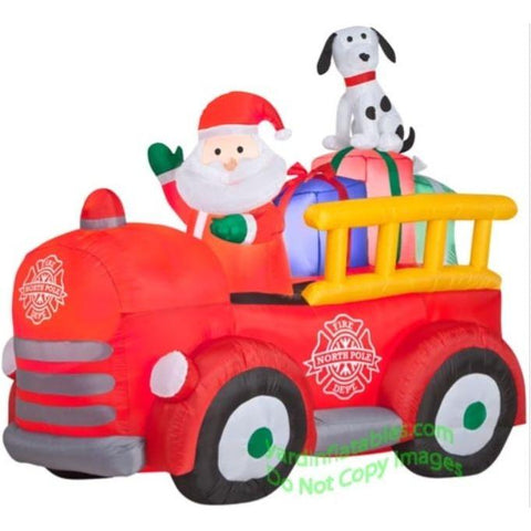 Gemmy Inflatables Inflatable Party Decorations 6' Christmas Santa Driving VINTAGE Fire Truck by Gemmy Inflatables 86290 - 882524 6' Christmas Santa Driving VINTAGE Fire Truck SKU: 86290 - 882524