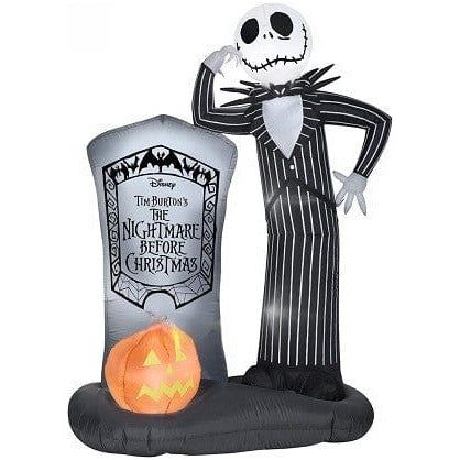 Gemmy Inflatables Inflatable Party Decorations 6' Jack Skellington w/ Tombstone by Gemmy Inflatables 781880234456 224778 6' Jack Skellington w/ Tombstone by Gemmy Inflatables SKU 224778