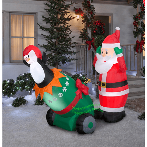 Gemmy Inflatables Inflatable Party Decorations 6' Lightshow Santa and Penguin Cannon Scene by Gemmy Inflatables 113428 6' Lightshow Santa and Penguin Cannon Scene SKU# 113428