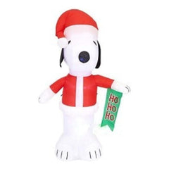 Gemmy Inflatables Inflatable Party Decorations 6' Peanut's Snoopy in Santa Outfit w/ Ho Ho Ho Sign by Gemmy Inflatables 781880205869 117156 6' Peanut's Snoopy in Santa Outfit w/ Ho Ho Ho Sign Gemmy Inflatables