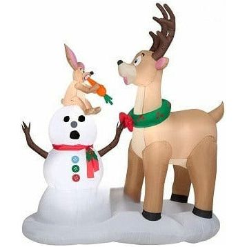 Gemmy Inflatables Inflatable Party Decorations 6' Rabbit Eating Snowman's Nose Scene by Gemmy Inflatables