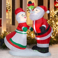 6' Santa & Mrs. Claus Mistletoe Kissing Scene by Gemmy Inflatables