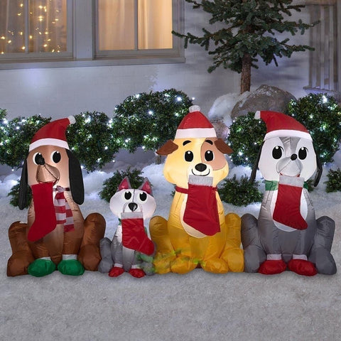 Gemmy Inflatables Inflatable Party Decorations 7 1/2' Christmas Puppies Holding Stocking by Gemmy Inflatables 119548