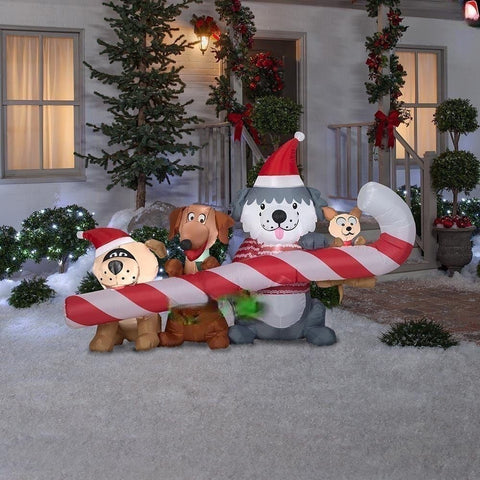 Gemmy Inflatables Inflatable Party Decorations 7 1/2' Christmas Puppies Sharing Candy Cane by Gemmy Inflatables 118146