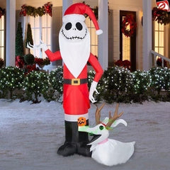 7 1/2' Jack Skellington as Santa w/ Zero by Gemmy Inflatables