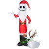 Image of Gemmy Inflatables Inflatable Party Decorations 7 1/2' Jack Skellington as Santa w/ Zero by Gemmy Inflatables 113997 5' Christmas Jack Skellington Santa w/ Reindeer Zero Gemmy Inflatables