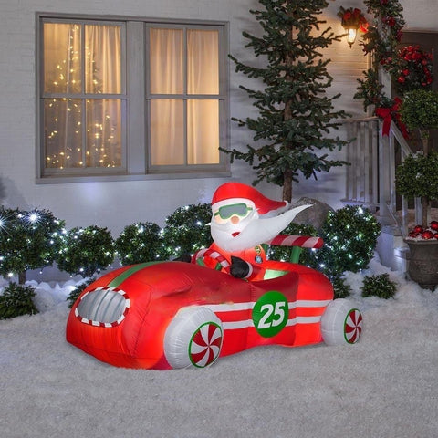 Gemmy Inflatables Inflatable Party Decorations 7 1/2' Santa in Christmas Roadster by Gemmy Inflatables