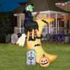 Image of Gemmy Inflatables Inflatable Party Decorations 7 1/2' Witch on Broom Over Moon w/ Tombstone and Pumpkin Scene by Gemmy Inflatable 781880241249 226406 7 1/2' Witch on Broom Over Moon w/ Tombstone and Pumpkin Scene