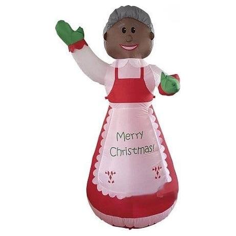 Gemmy Inflatables Inflatable Party Decorations 7' African American Mrs. Claus W/ Apron by Gemmy Inflatables 781880274711 Y171L