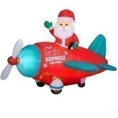 Gemmy Inflatables Inflatable Party Decorations 7' Animated Santa Claus in Vintage Airplane by Gemmy Inflatable