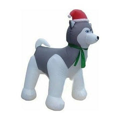 Gemmy Inflatables Inflatable Party Decorations 7' Christmas Husky w/ Santa Hat by Gemmy Inflatables 781880241904 Y140