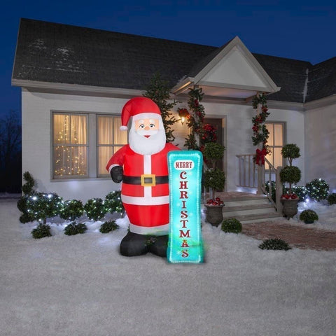 Gemmy Inflatables Inflatable Party Decorations 7' Lightshow Santa Claus w/ Micro LED Christmas Sign by Gemmy Inflatables 881424 4' African American Santa Claus w/ Green Mittens by Gemmy Inflatables