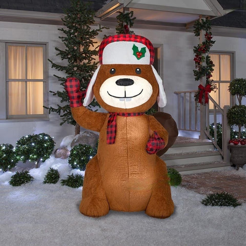 Gemmy Inflatables Inflatable Party Decorations 7' Mixed media Christmas Beaver w/ Haty Gemmy Inflatables 119926