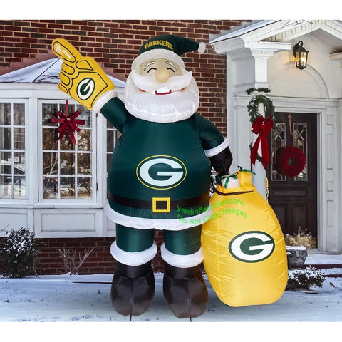 Gemmy Inflatables Inflatable Party Decorations 7' NFL Green Bay PACKERS Santa Claus by Gemmy Inflatables 620290