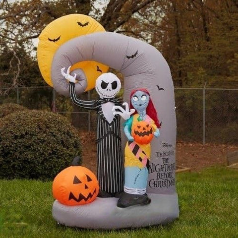 Gemmy Inflatables Inflatable Party Decorations 7' Tim Burton’s Nightmare Before Christmas Jack Skellington and Sally Mountain Scene w/ Pumpkins by Gemmy Inflatable 781880241362 228486 7' Jack Skellington and Sally Mountain Scene w/ Pumpkins SKU# 228486