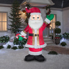 8' Christmas Mixed Media Luxe Santa w/ Candy Cane by Gemmy Inflatables