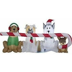 Gemmy Inflatables Inflatable Party Decorations 8' Christmas Puppies Sharing A Candy Cane Scene by Gemmy Inflatables 781880241928 39367