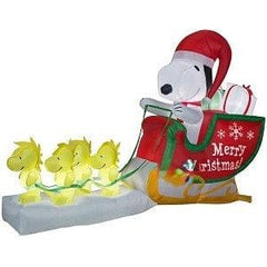 Gemmy Inflatables Inflatable Party Decorations 8' Christmas Snoopy Santa w/ Woodstock Sleigh Scene by Gemmy Inflatables 781880241089 37893 8' Christmas Snoopy Santa w/ Woodstock Sleigh Scene Gemmy Inflatables