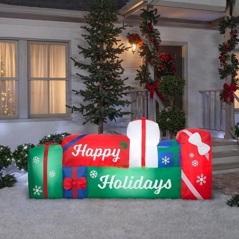 Gemmy Inflatables Inflatable Party Decorations 8' Happy Holiday's Christmas Present Scene by Gemmy Inflatables 880891