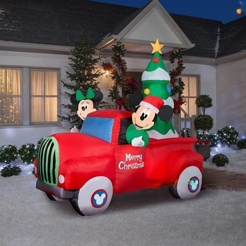 Gemmy Inflatables Inflatable Party Decorations 8' Mickey and Minnie in Christmas Truck w/ Tree by Gemmy Inflatables 113844