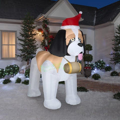 9' Christmas St Bernard Wearing Santa Hat by Gemmy Inflatable