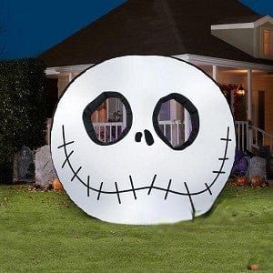 Gemmy Inflatables Inflatable Party Decorations 9' Halloween Nightmare Before Christmas Jack Skellington Flat Pumpkin Jack-O-Lantern by Gemmy Inflatables 225365 - 3639378 7.5' Jack Skellington Pumpkin Faces Patch Gemmy Inflatables SKU 228884