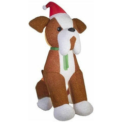 Gemmy Inflatables Inflatable Party Decorations 9' Mixed Media Furry French Bulldog Sitting w/ Santa Hat by Gemmy Inflatable 781880274261 37687 9' Mixed Media Furry French Bulldog Sitting Santa Hat Gemmy Inflatable
